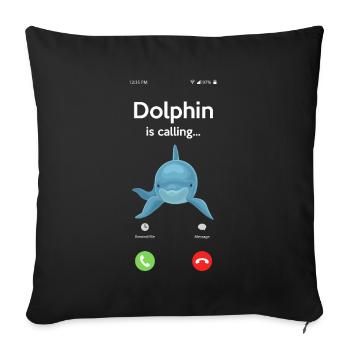 Dauphin appelant drôle d’animal motif - Housse de coussin décorative 45 x 45 cm - noir - Devant