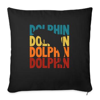 Retro Dolphin Silhouette Ocean Adventure - Sofa pillowcase 17,3'' x 17,3'' (45 x 45 cm) - black - Front