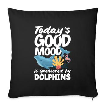 La bonne humeur du jour est sponsorisée par les dauphins - Housse de coussin décorative 45 x 45 cm - noir - Devant