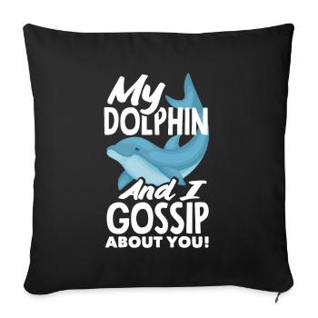 Mon dauphin et moi nous bavardons sur toi - Housse de coussin décorative 45 x 45 cm - noir - Devant