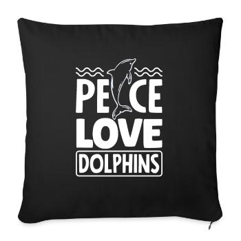 Peace Dear Dolphins - Sofa pillowcase 17,3'' x 17,3'' (45 x 45 cm) - black - Front