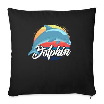 Nostalgic Dolphin Sunset Design - Sofa pillowcase 17,3'' x 17,3'' (45 x 45 cm) - black - Front