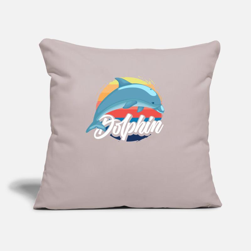 Nostalgique dauphin coucher de soleil design Housse de coussin décorative 45 x 45 cm
