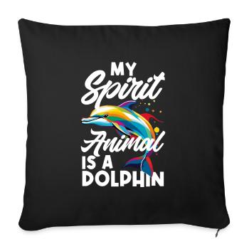 My spirit animal is a dolphin colorful design - Sofa pillowcase 17,3'' x 17,3'' (45 x 45 cm) - black - Front