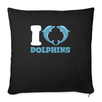 I Love Dolphins Graphic for Marine Animal Lovers - Sofa pillowcase 17,3'' x 17,3'' (45 x 45 cm) - black - Front