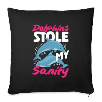 Dolphins stole my mind - Sofa pillowcase 17,3'' x 17,3'' (45 x 45 cm) - black - Front