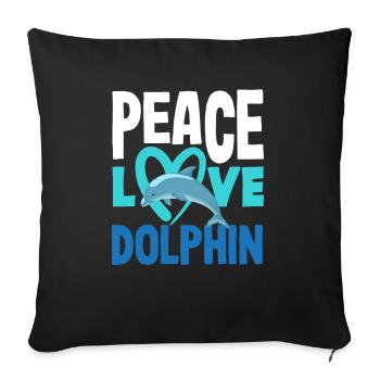 Peace Dear Dolphin Ocean Fan - Sofa pillowcase 17,3'' x 17,3'' (45 x 45 cm) - black - Front