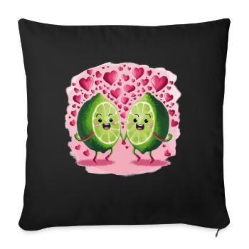 Niedliche Zitrone Früchte mit Liebe - Sofakissenbezug 45 x 45 cm - Schwarz - Vorne