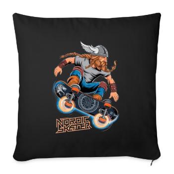 Wikinger-Krieger-Skateboarder - Sofakissenbezug 45 x 45 cm - Schwarz - Vorne