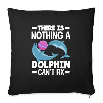 Dolphins heal everything - Sofa pillowcase 17,3'' x 17,3'' (45 x 45 cm) - black - Front