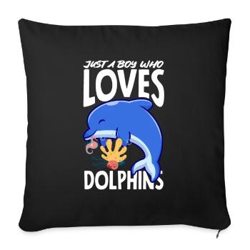 A boy who loves dolphins - Sofa pillowcase 17,3'' x 17,3'' (45 x 45 cm) - black - Front