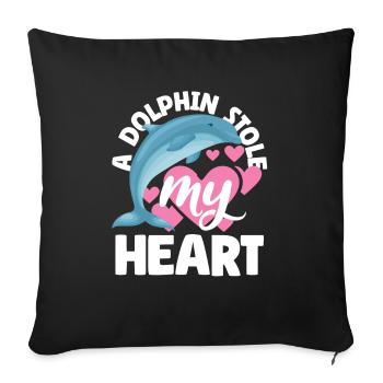 Ein Delfin Hat Mein Herz Gestohlen - Sofakissenbezug 45 x 45 cm - Schwarz - Vorne