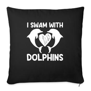 I've swum with dolphins heart - Sofa pillowcase 17,3'' x 17,3'' (45 x 45 cm) - black - Front