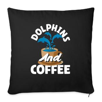Dolphins and coffee lovers - Sofa pillowcase 17,3'' x 17,3'' (45 x 45 cm) - black - Front