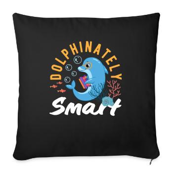 Dolphinately Smart Diver Friend - Sofa pillowcase 17,3'' x 17,3'' (45 x 45 cm) - black - Front