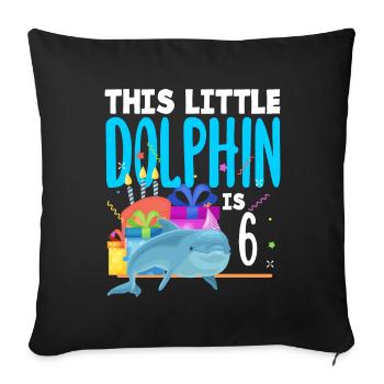 Ce petit dauphin a 6 6 ans - Housse de coussin décorative 45 x 45 cm - noir - Devant