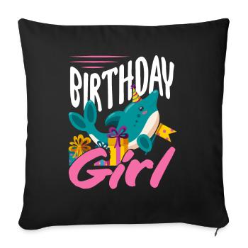 Dauphin Anniversaire Fille - Housse de coussin décorative 45 x 45 cm - noir - Devant