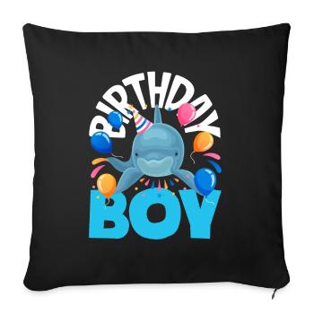 Dauphin - Enfant d’anniversaire - Housse de coussin décorative 45 x 45 cm - noir - Devant