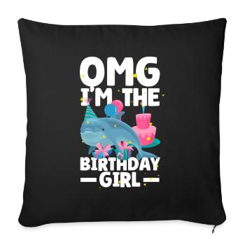 Dauphin Anniversaire Fille - Housse de coussin décorative 45 x 45 cm - noir - Devant