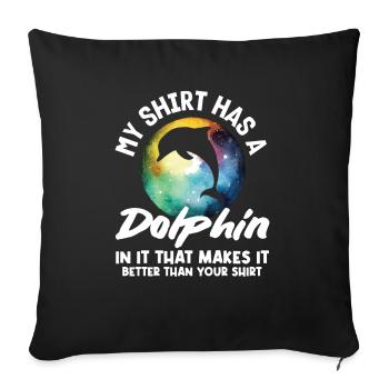 Ma chemise a un dauphin dessus - Housse de coussin décorative 45 x 45 cm - noir - Devant