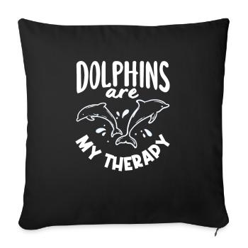 Dolphins are my therapy - Sofa pillowcase 17,3'' x 17,3'' (45 x 45 cm) - black - Front