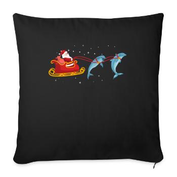 Christmas Santa with dolphins in a sleigh - Sofa pillowcase 17,3'' x 17,3'' (45 x 45 cm) - black - Front