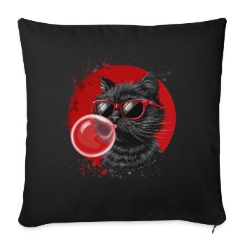 Kaugummi Kaugummiblase Bubble Gum Katze für - Sofakissenbezug 45 x 45 cm - Schwarz - Vorne