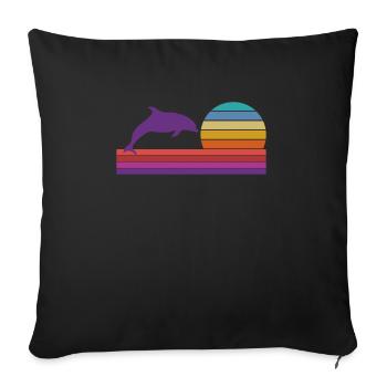 Retro Sunset Dolphin Graphic - Sofa pillowcase 17,3'' x 17,3'' (45 x 45 cm) - black - Front