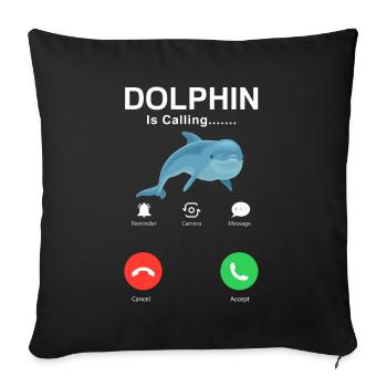 Dolphin Calls Humorous Graphic - Sofa pillowcase 17,3'' x 17,3'' (45 x 45 cm) - black - Front