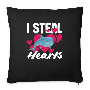 I Steal Hearts - Dolphin Love - Sofa pillowcase 17,3'' x 17,3'' (45 x 45 cm) - black - Front