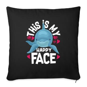 This is my happy face dolphin - Sofa pillowcase 17,3'' x 17,3'' (45 x 45 cm) - black - Front