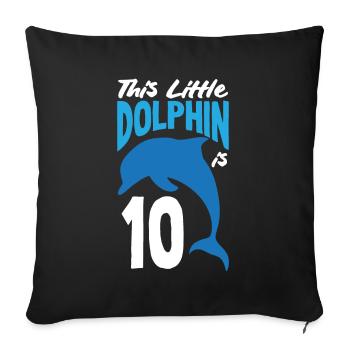 Ce petit dauphin a 10 10 ans - Housse de coussin décorative 45 x 45 cm - noir - Devant