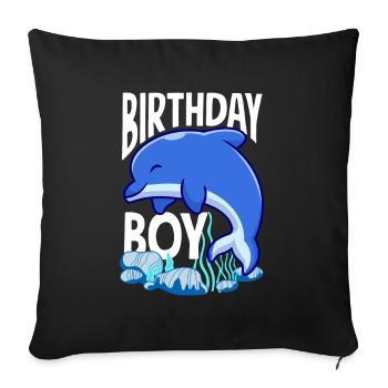 Dauphin - Enfant d’anniversaire - Housse de coussin décorative 45 x 45 cm - noir - Devant