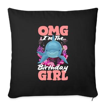 Dauphin Anniversaire Fille - Housse de coussin décorative 45 x 45 cm - noir - Devant