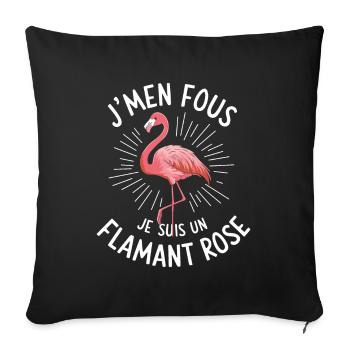 J'm'en Fous Je Suis Un Flamant Rose Humour - Housse de coussin décorative 45 x 45 cm - noir - Devant
