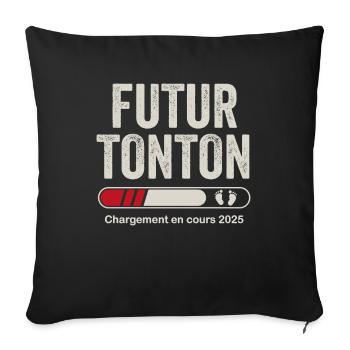 Pregnancy Announcement Uncle Future Uncle 2025 - Sofa pillowcase 17,3'' x 17,3'' (45 x 45 cm) - black - Front