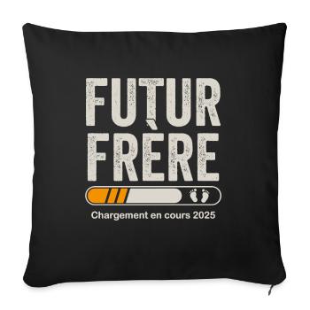 Future Brother Loading 2025 Schwangerschaftsankündigung - Sofakissenbezug 45 x 45 cm - Schwarz - Vorne