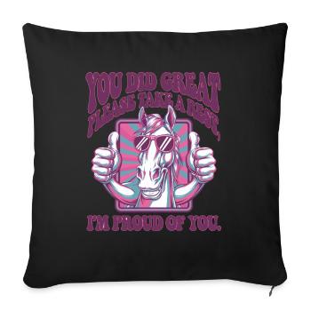 Motivational Horse with Positive Message - Sofakissenbezug 45 x 45 cm - Schwarz - Vorne