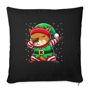 Weihnachten Capybara Elf Funny Capybara Lover - Sofakissenbezug 45 x 45 cm - Schwarz - Vorne