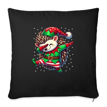 Weihnachten Igel Elf Lustiger Igel Liebhaber - Sofakissenbezug 45 x 45 cm - Schwarz - Vorne