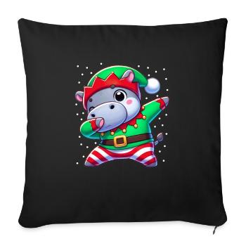 Christmas Hippo Elf Funny Hippo Lover - Sofa pillowcase 17,3'' x 17,3'' (45 x 45 cm) - black - Front