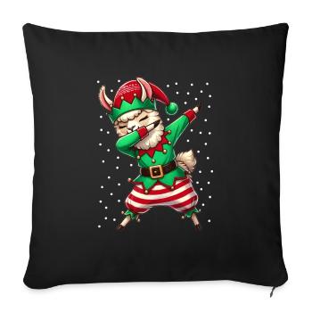Christmas Llama Elf Funny Llama Lover - Sofa pillowcase 17,3'' x 17,3'' (45 x 45 cm) - black - Front