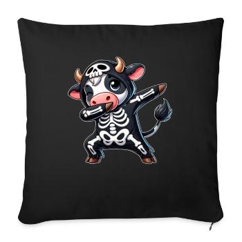 Halloween Squelette Mignon Vache Hommes Femmes - Housse de coussin décorative 45 x 45 cm - noir - Devant