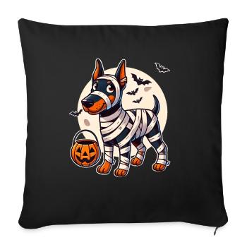 Dobermann Halloween Mumie Niedlicher Dobermann - Sofakissenbezug 45 x 45 cm - Schwarz - Vorne