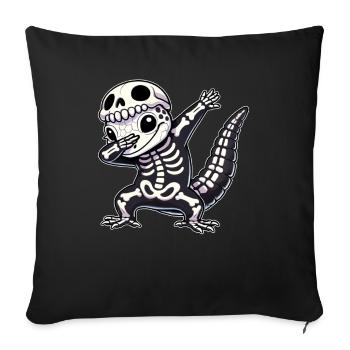 Halloween Squelette Mignon Gecko Hommes Femmes - Housse de coussin décorative 45 x 45 cm - noir - Devant