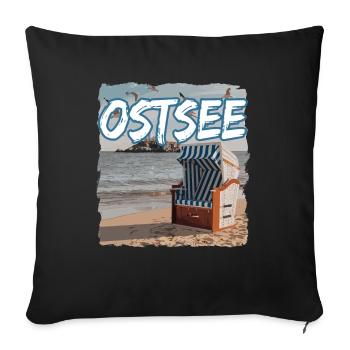 Ostsee Strandkorb - Sofakissenbezug 45 x 45 cm - Schwarz - Vorne