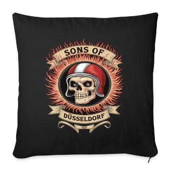 Crâne et flammes des fils de Düsseldorf - Housse de coussin décorative 45 x 45 cm - noir - Devant