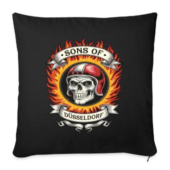 Sons Of Düsseldorf Skull And Flames - Sofa pillowcase 17,3'' x 17,3'' (45 x 45 cm) - black - Front
