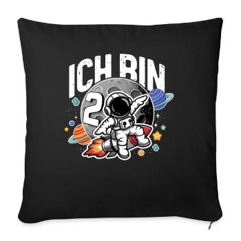 2ème anniversaire garçons 2 ans astronaute anniversaire - Housse de coussin décorative 45 x 45 cm - noir - Devant