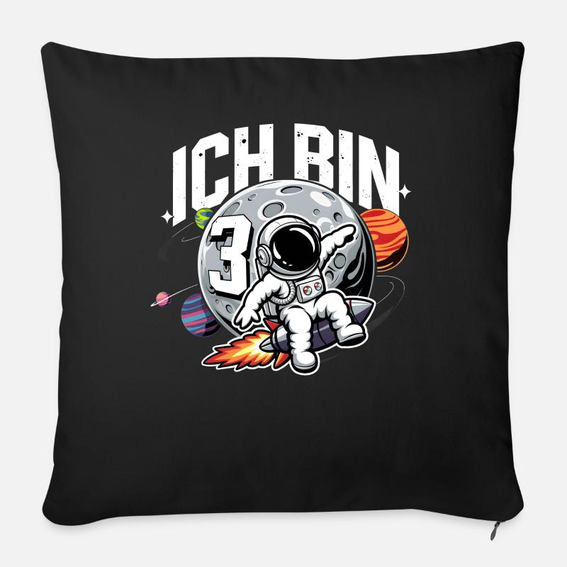 3. Geburtstag Jungen 3 Jahre Astronaut Geburtstag - Sofakissenbezug 45 x 45 cm - Schwarz